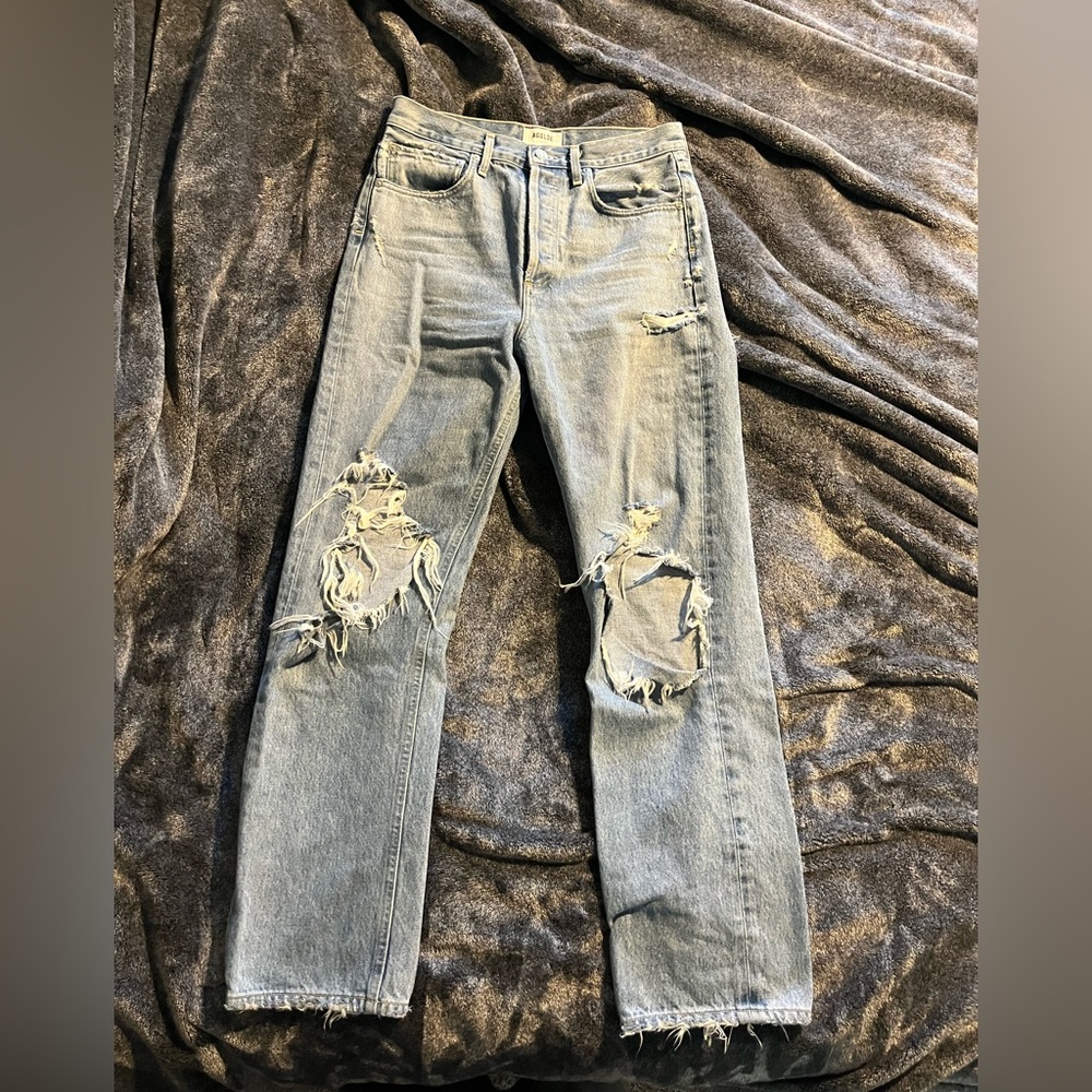 Agolde wide leg size 26, ripped distressed